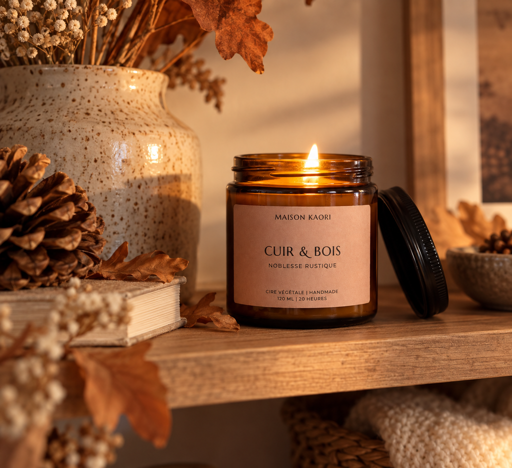 Bougie parfumée - Cuir & Bois - Edition automne